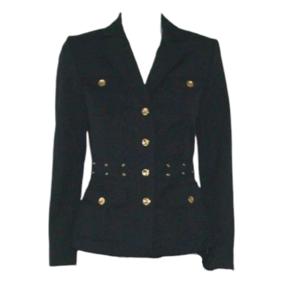 Elegant Black Blazer with Gold Accents - Picture 1 of 10
